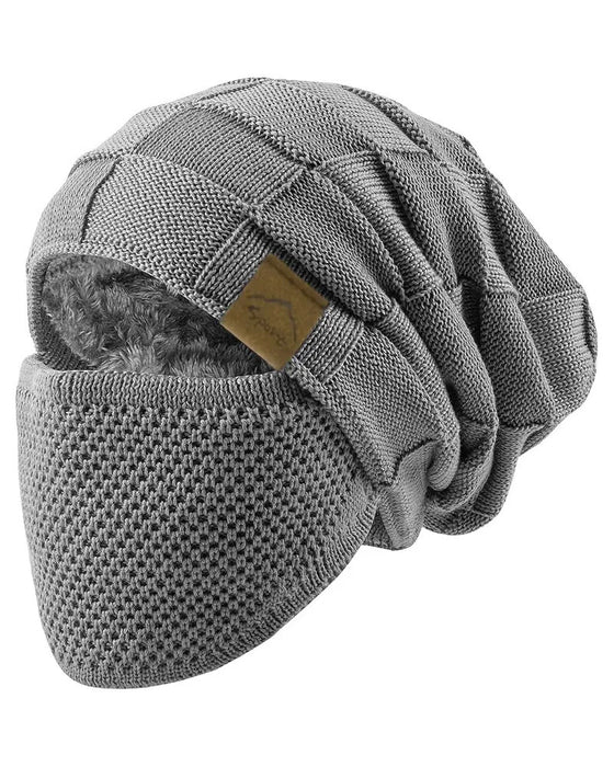 Bonnet Tricoté Masque Ensemble Hiver Bonnet Visage Oreille Couverture