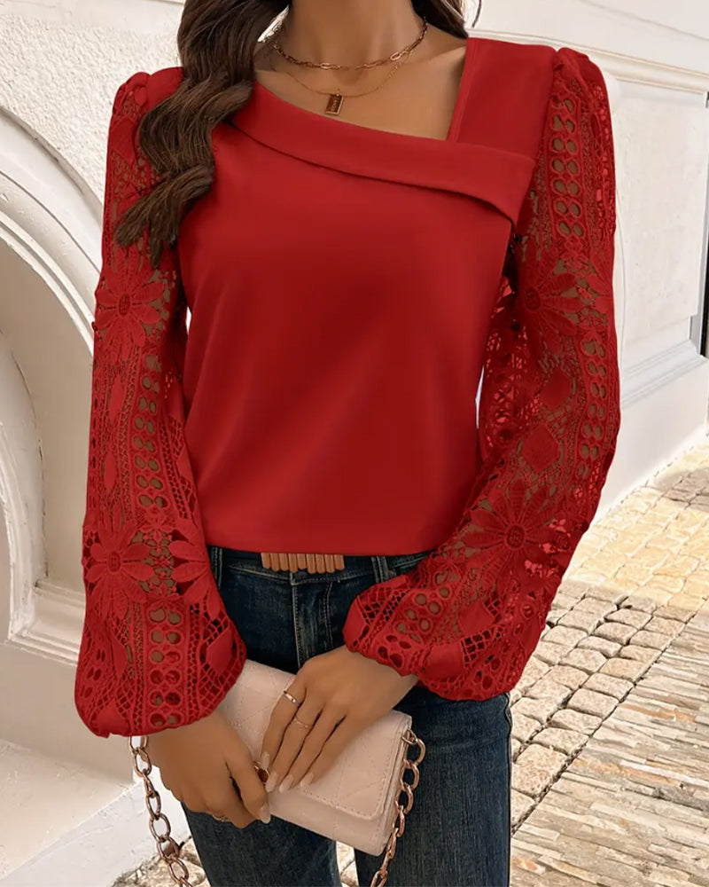 Blouse Col Asymétrique Manches Longues