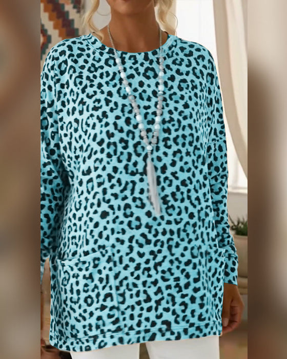 Haut Imprimé Léopard Et Col Rond