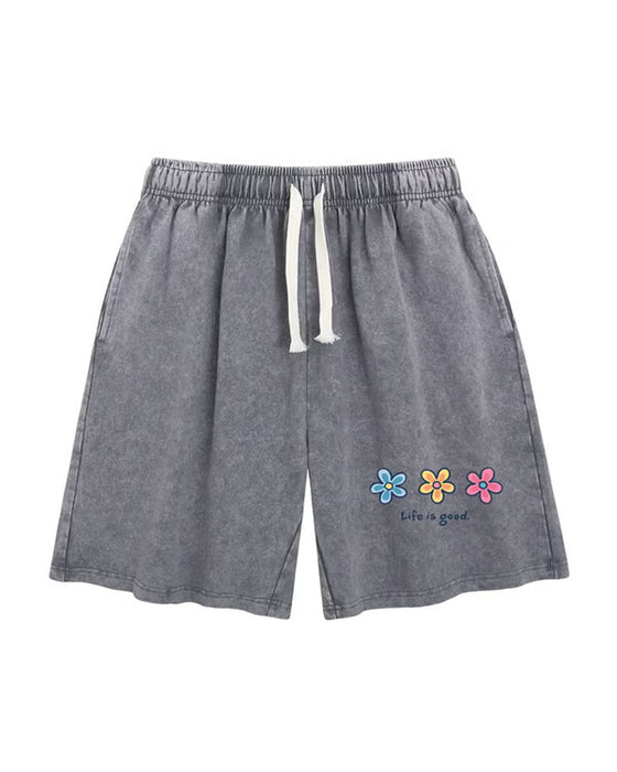 Short Imprimé Fleur Élastique Cordond Tirage