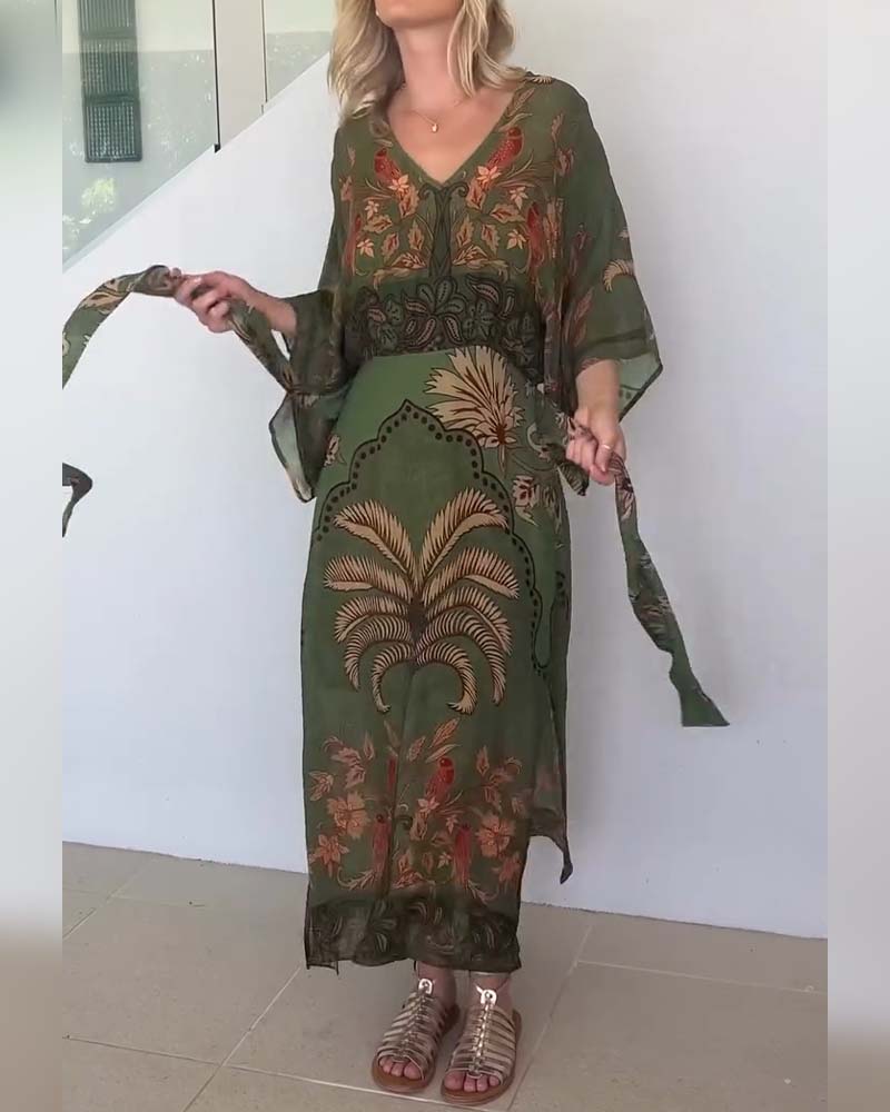 Robe Imprimée Col V Resort