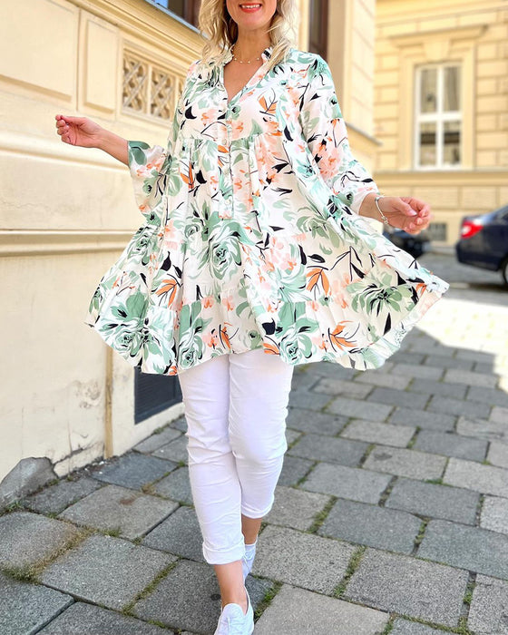 Blouse élégante fleurie col V