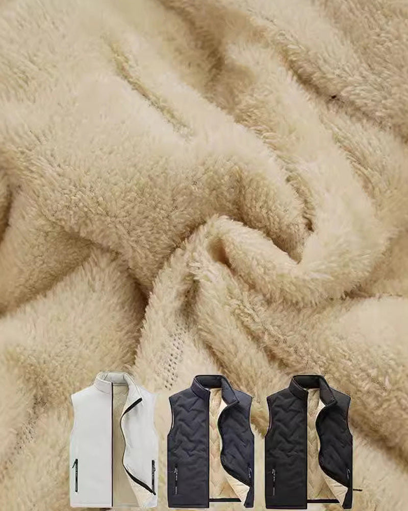 Gilet Unisex Hiver Chaud Décontracté Sans Manches Matelassé Doublure Polaire