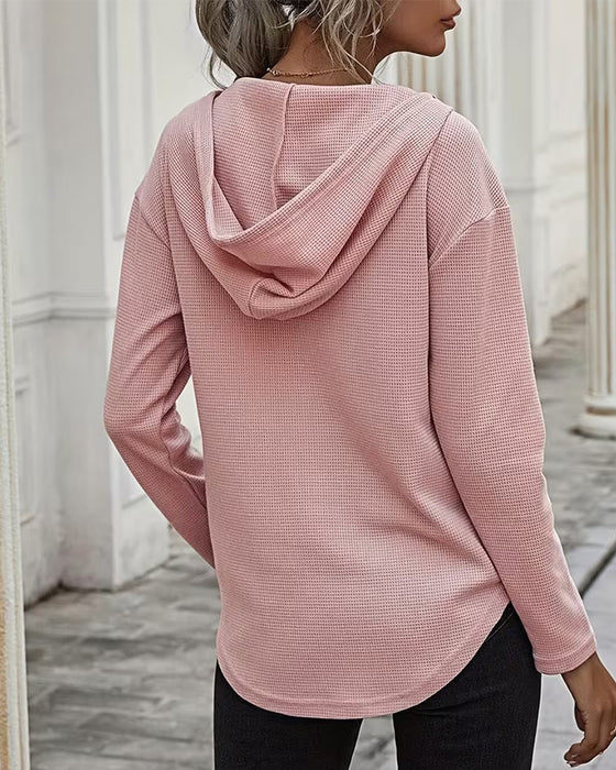 Blouse Col En V Hoodie Irrégulier