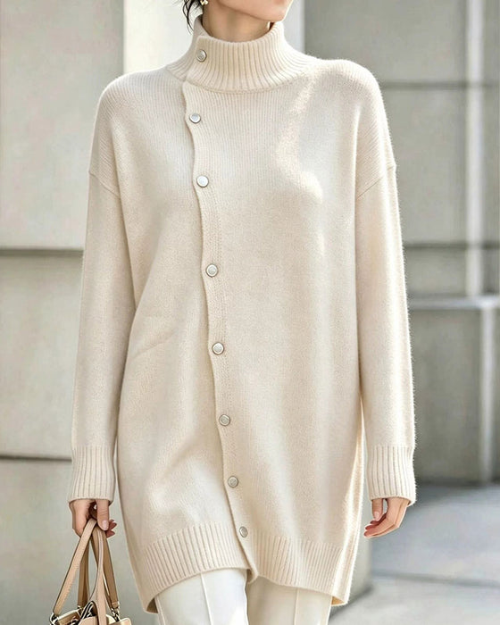 Cardigan Col Roulé Simple Boutonnage