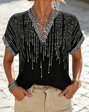 Blouse Hors Épaule Col En V Imprimé