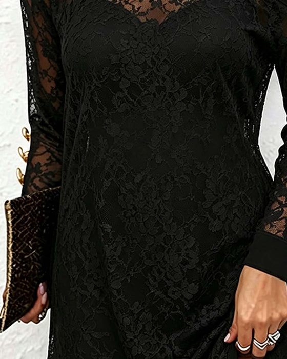 Robe Transparent Dentelle Une-Épaule