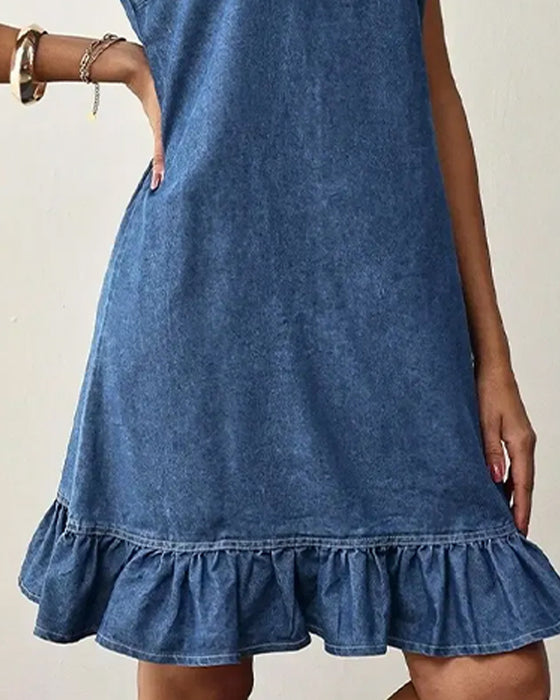Robes Sans Manches Denim Sirène Gilet Court