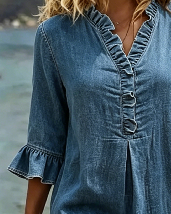 Robe Volants Col V