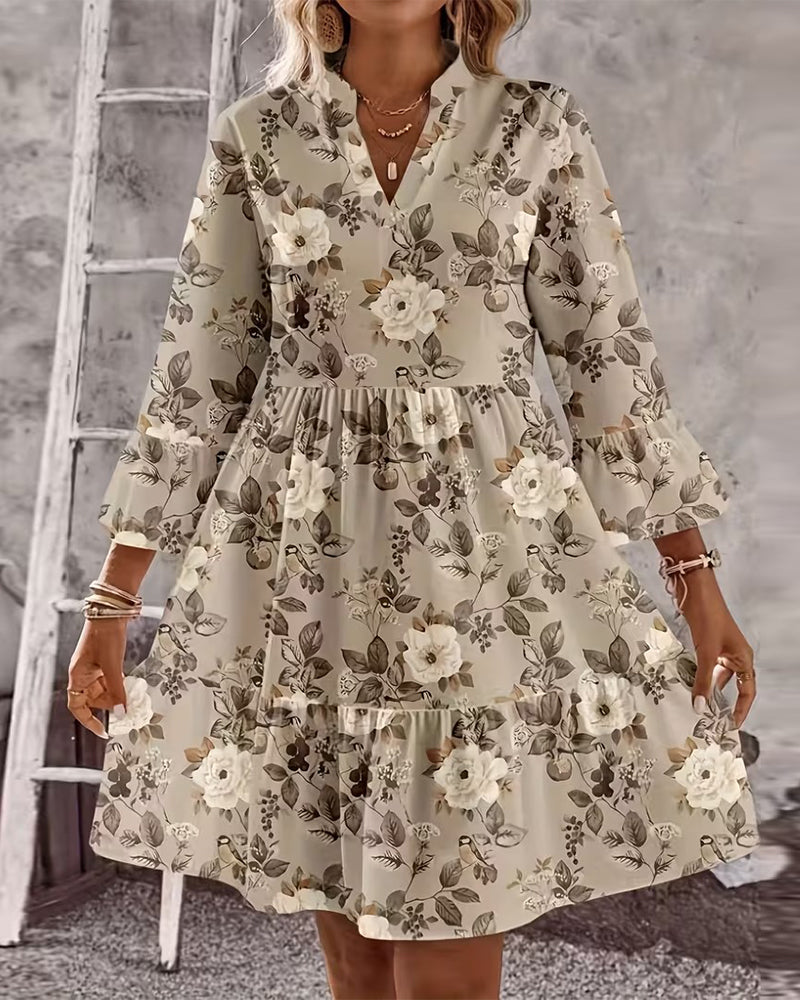 Robe Manche Cloche Imprimé Fleuri