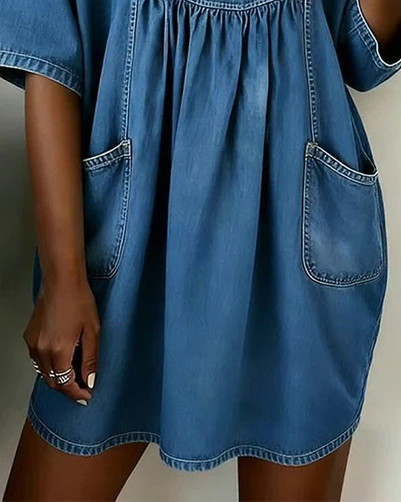 Robe Col Rond Poche