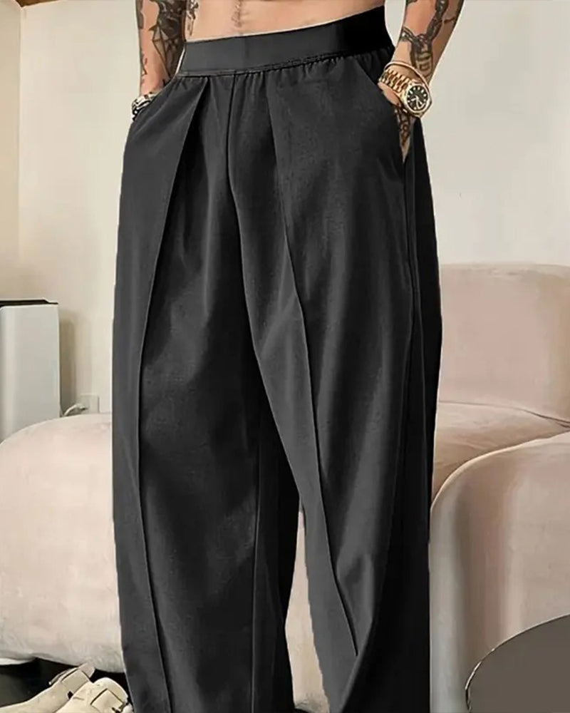 Pantalon Bloc De Couleur Taille Élastique Décontracté