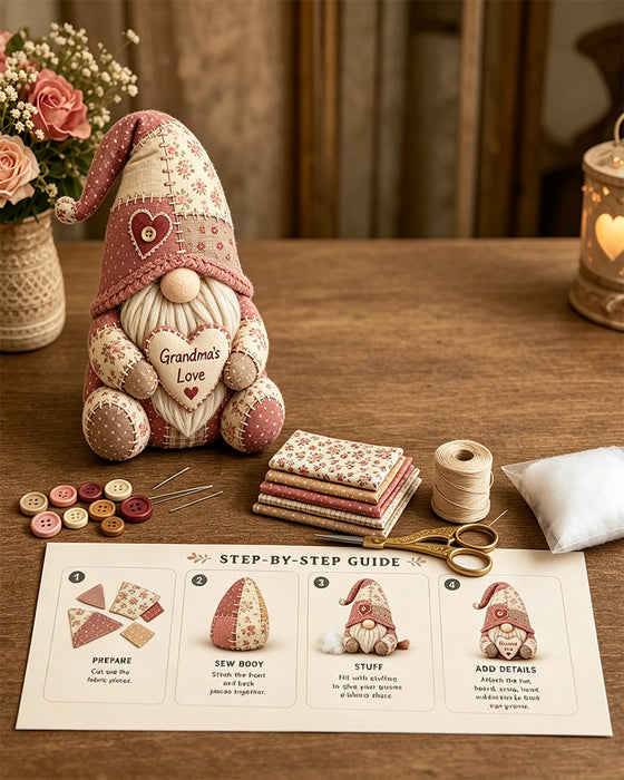 🧵 Kit De Patchwork DIY Gnome – Créez Votre Propre Adorable Gnome 🧙‍♂️