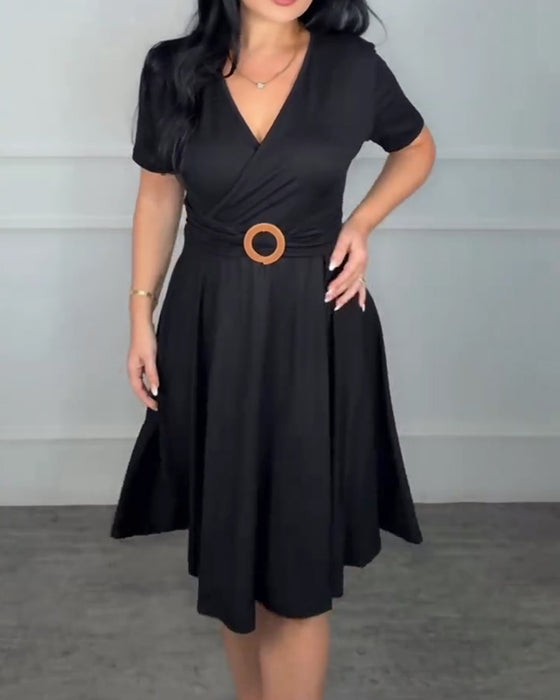 Robe Col En V Portefeuille Taille Coupe A
