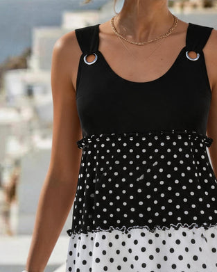 Robe Pois Raye À Volants Spaghetti