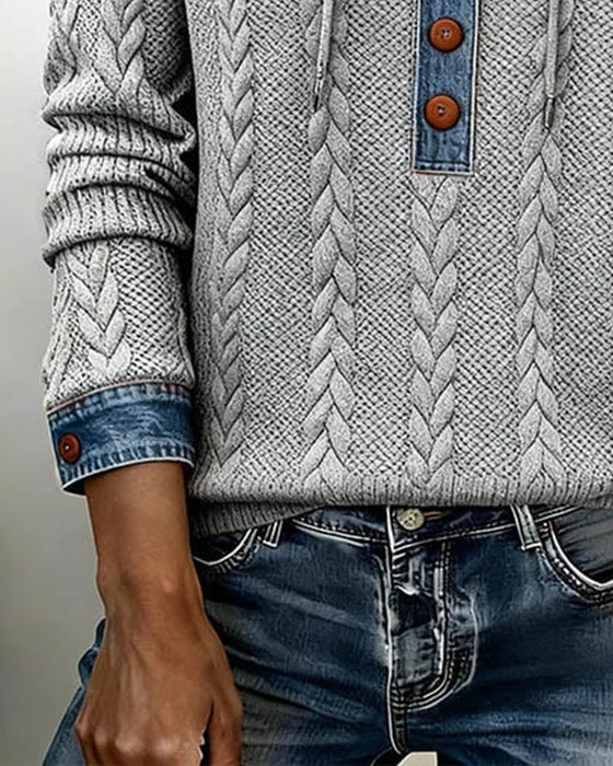 Sweat à capuche à coupe de couleur et boutons