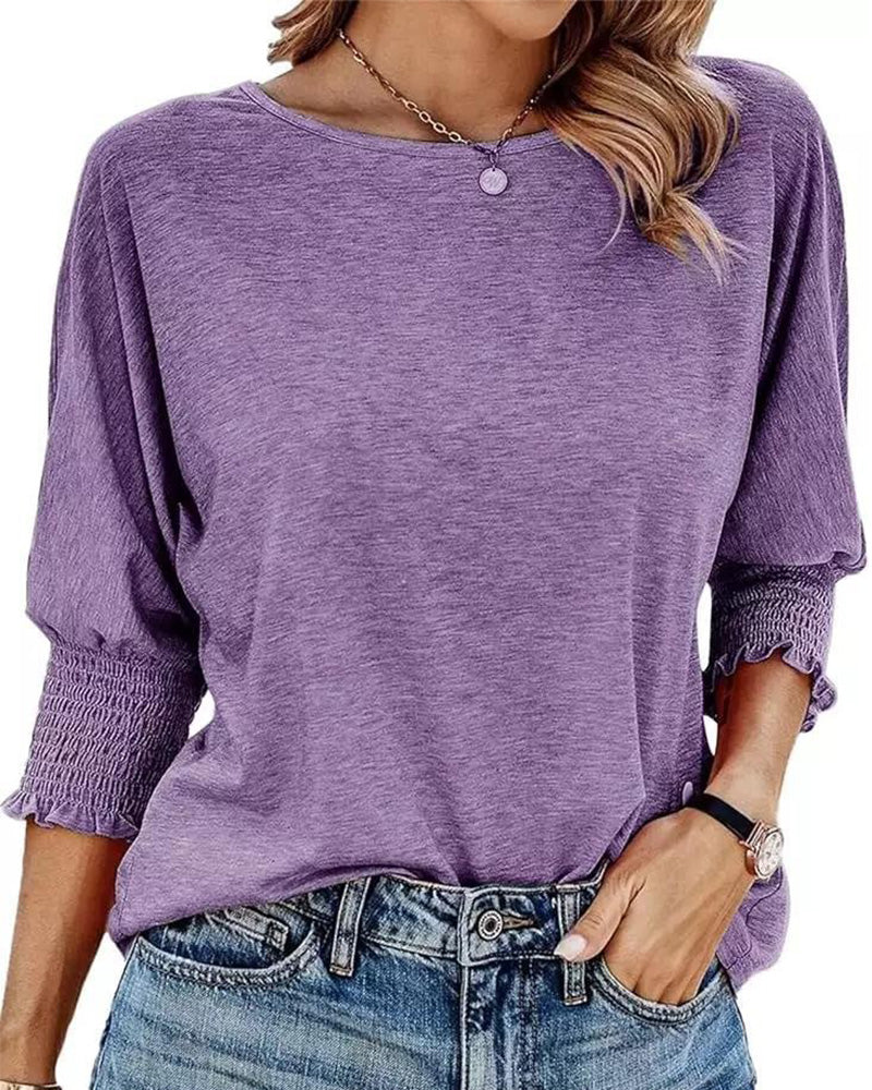 Tshirt Coupe Ample Col Rond Poignets Froncés