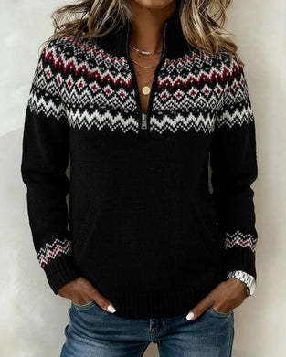 Pull Vintage Demi-Zippé Col