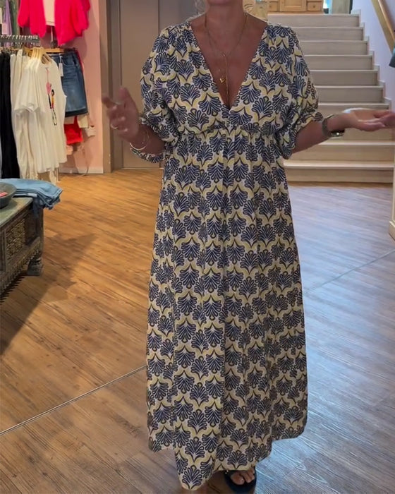 Robe Vintage Profond Col V Floral