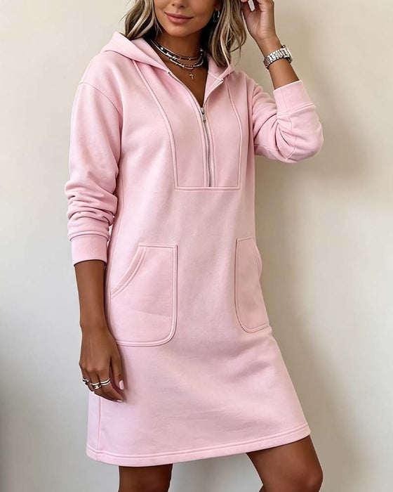 Robe Capuche Fermeture Éclair Poche