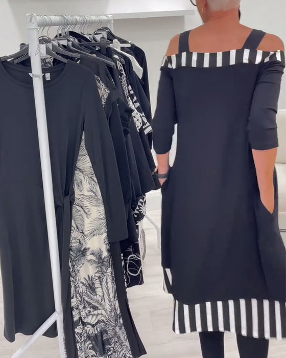 Robe Décolleté Large Imprimé Irrégulier