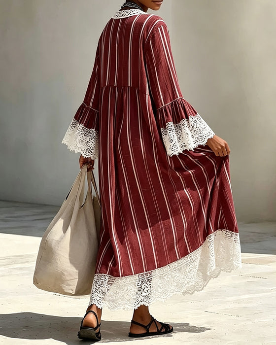 Robe À Manches Évasées Col V