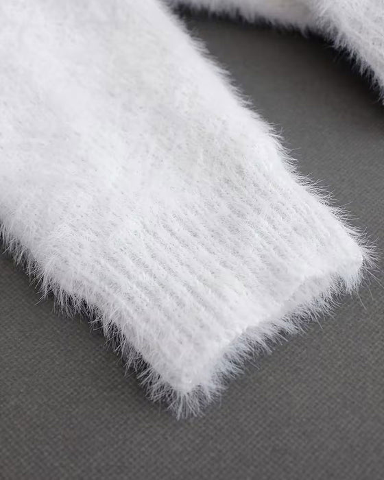 Pullover Détail Chaîne Épaules Dégagées Doux