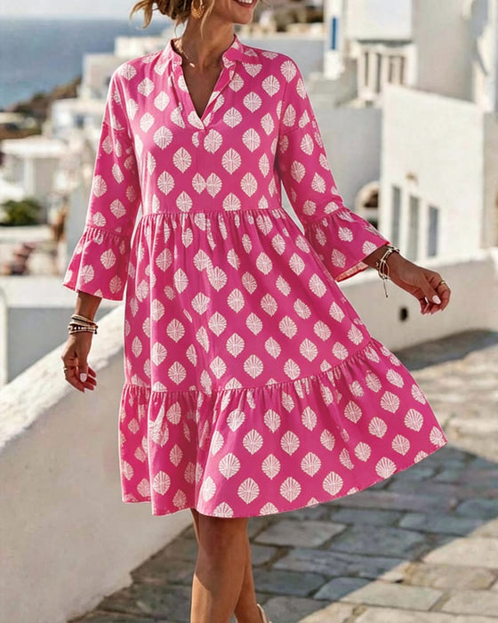 Robe Col V Imprimé