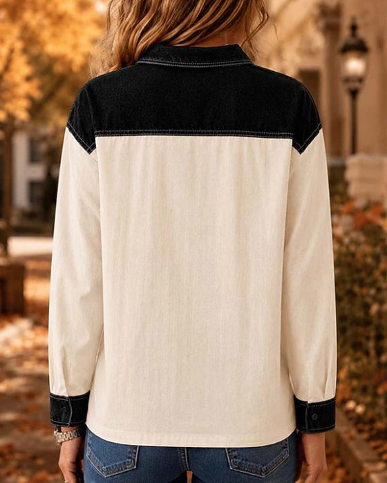 Blouse Bloc De Couleurs À Revers