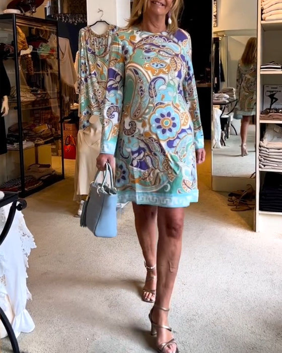 Robe à col rond et imprimé