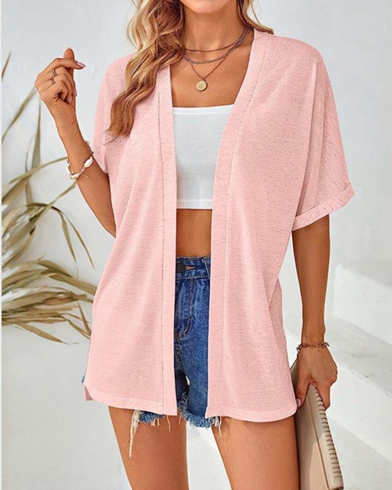 Manteau Manches Courtes Décontracté Unie
