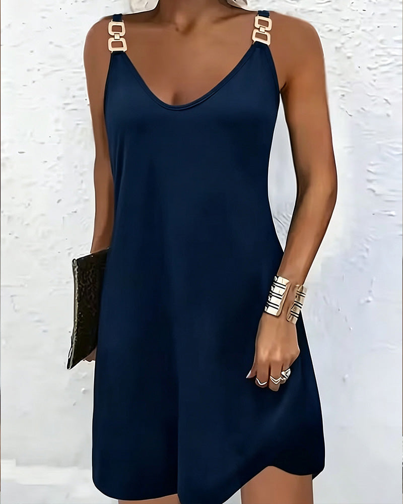 Robe Décontractée Uni À Bretelles