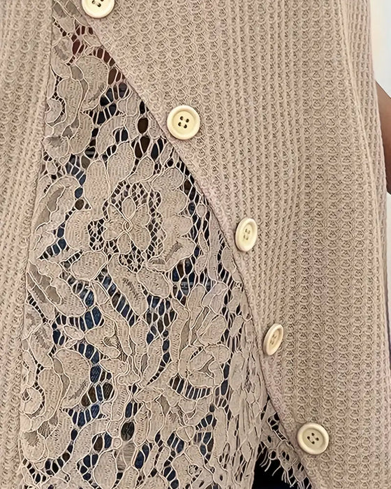 T-Shirt Dentelle Panneau Tricoté