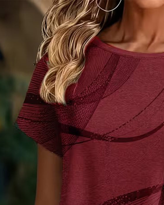 T-Shirt Manches Courtes Ourlet Asymétrique