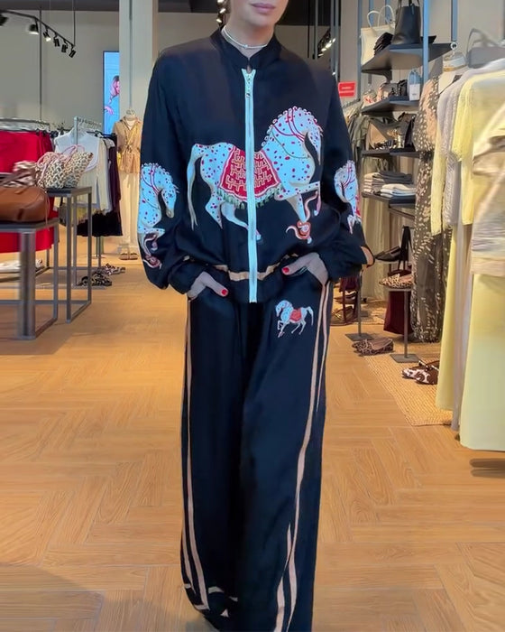 Set Veste Courte Et Pantalon Décontracté