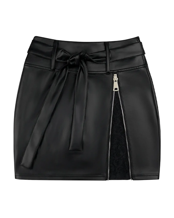 Jupe Dentelle Patchwork Bodycon PU