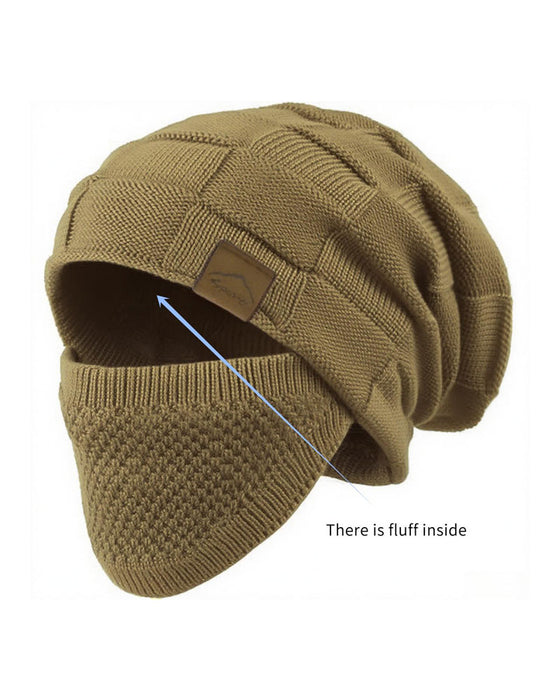 Bonnet Tricoté Masque Ensemble Hiver Bonnet Visage Oreille Couverture