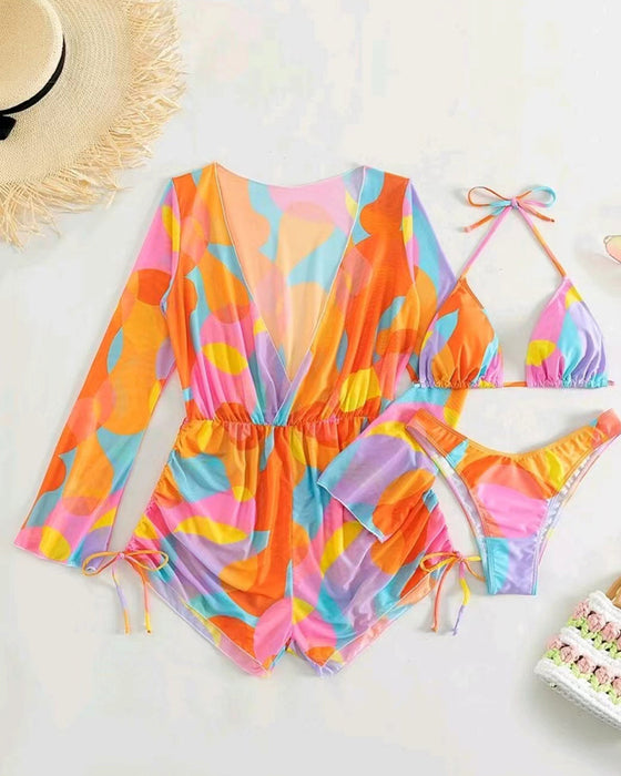 Maillot De Bain Cache-Impression Bikini Trois-Pièces
