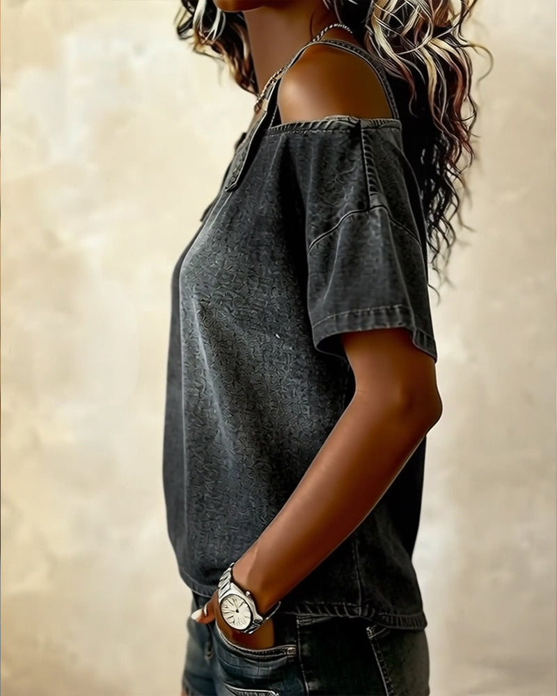 Chemisier Off-Shoulder Avec Bretelle Denim