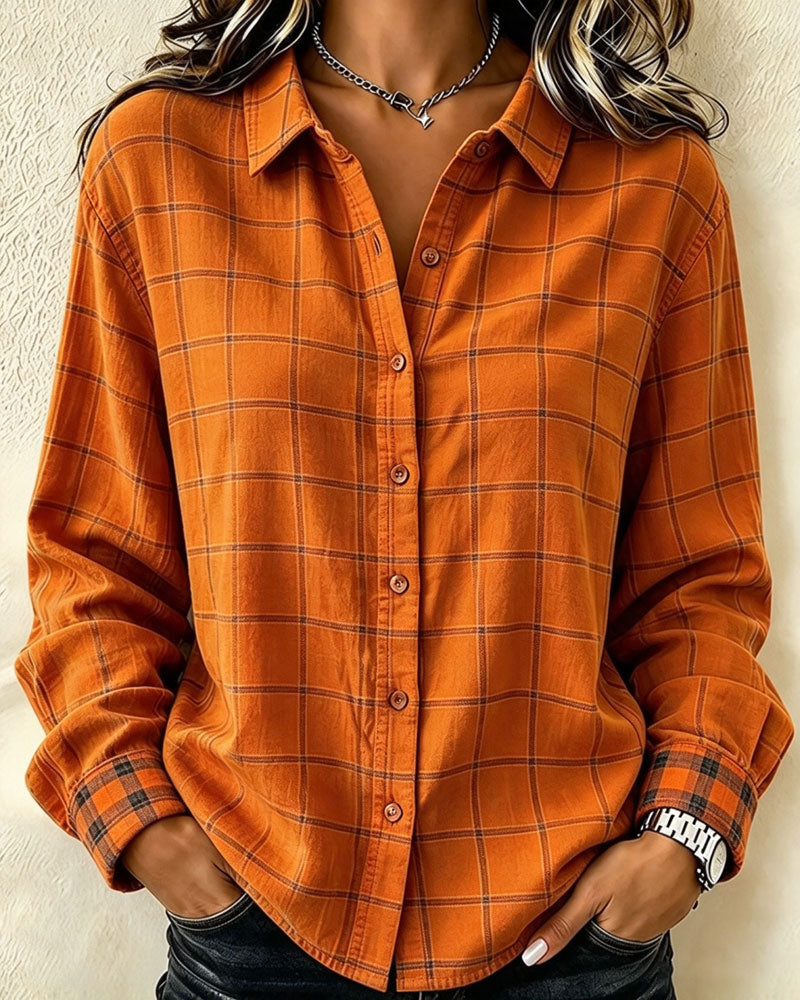 Chemise Carreau Manche Longue Revers