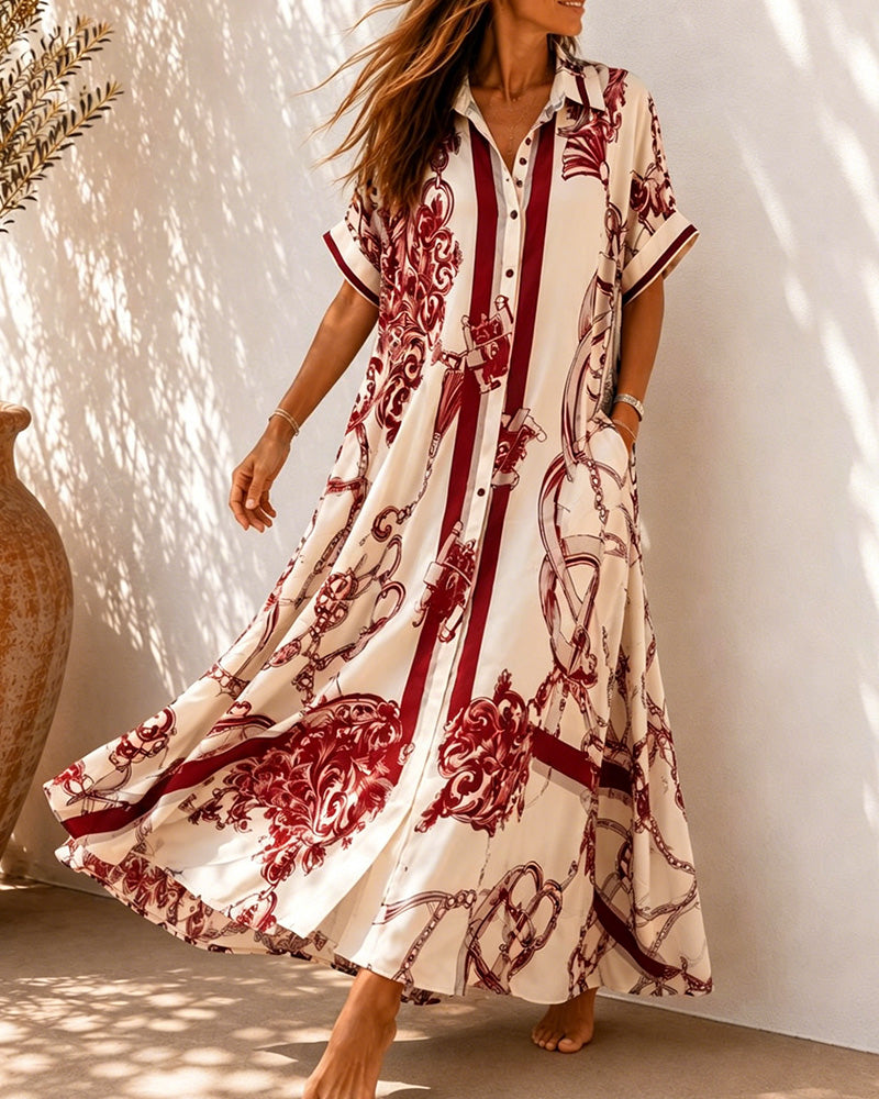 Robe Vintage Volute Revers Chemise