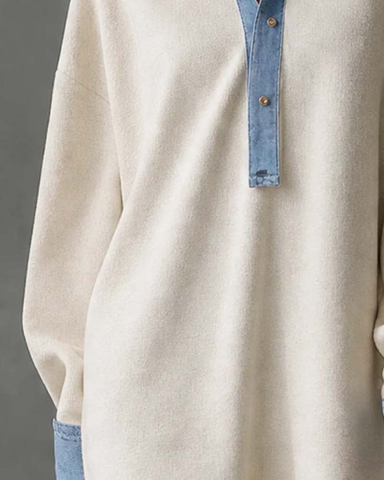 Robe Patchwork Décontractée Manche Longue