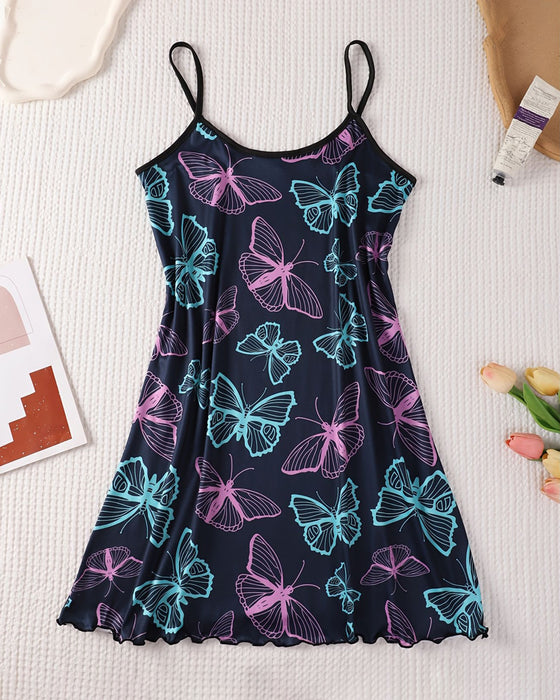 Robe De Nuit Bretelles Spaghetti Imprimé