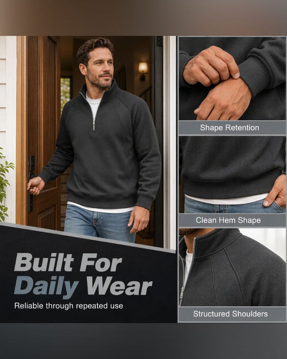 Sweat-Shirt Demi Zip Col Montant