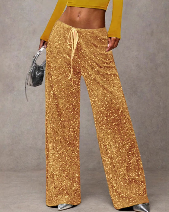Pantalon Mode Cordon De Serrage Jambe Droite