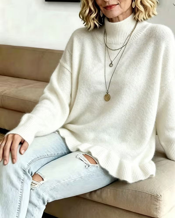 Pullover Col Mock Volant