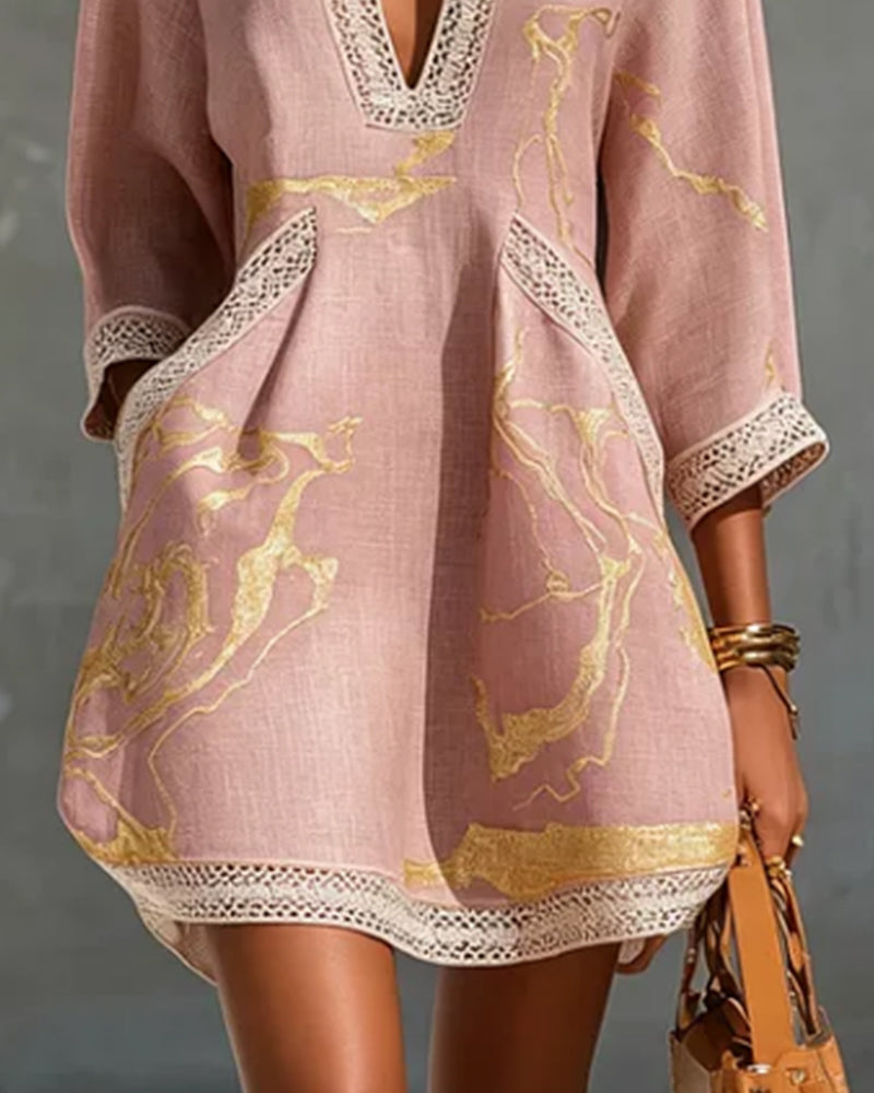 Robe Col Montant Manche Demi Creux