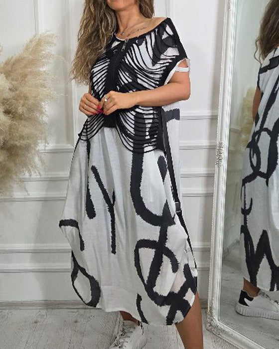 Robe Midi Décontractée Col Rond