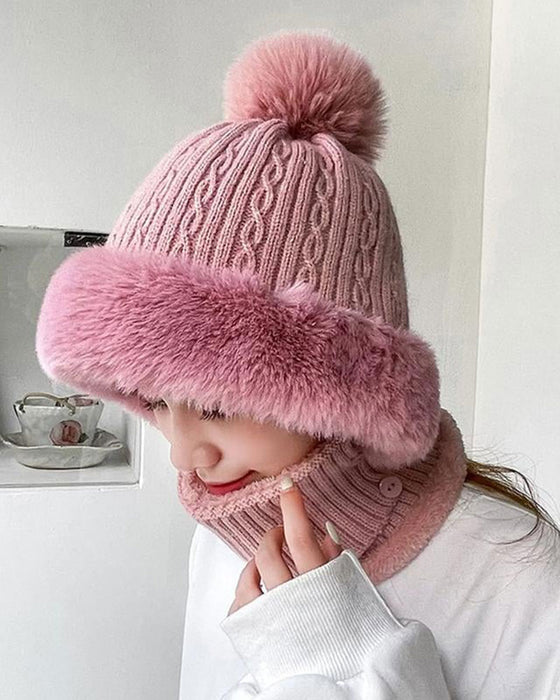 Bonnet Et Écharpe Tricotés Tout-En-Un