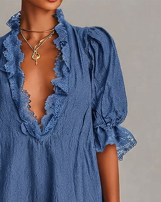 Robe Dentelle Patchwork Asymétrique